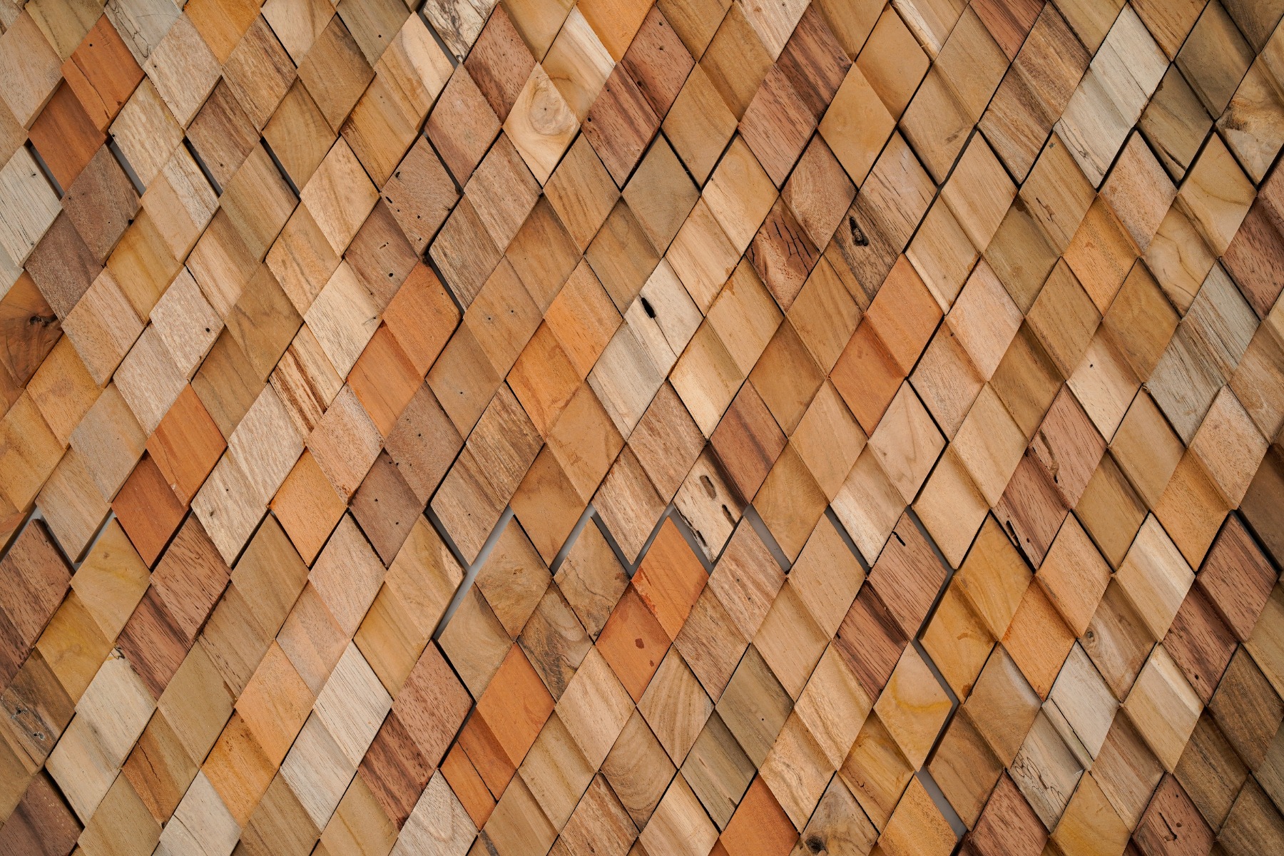 Teak plakhout | Diamant Motief | Houtpaneel 3D Effect | 30 x 30 Paneel - DEV-Hexa - Hover