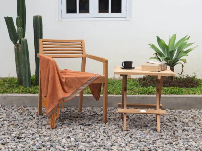 Tuin Teak Bijzettafel Inklapbaar 50x50x45 | Vouwbaar Houten Picknick Tafeltje