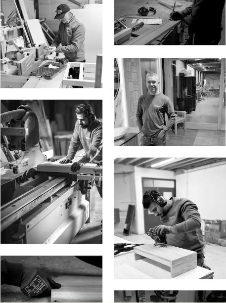 Meubelmakers van Teakea aan het werk in de meubelmakerij in Tolbert